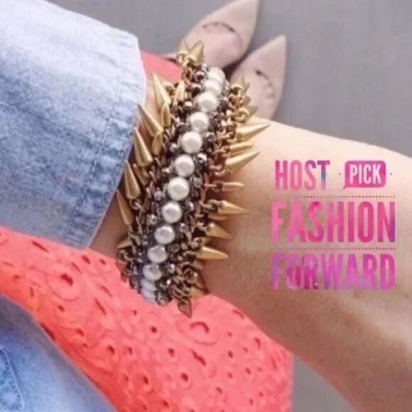 stella & dot ~ jacinthe bracelet ~ spikes pearls hematite